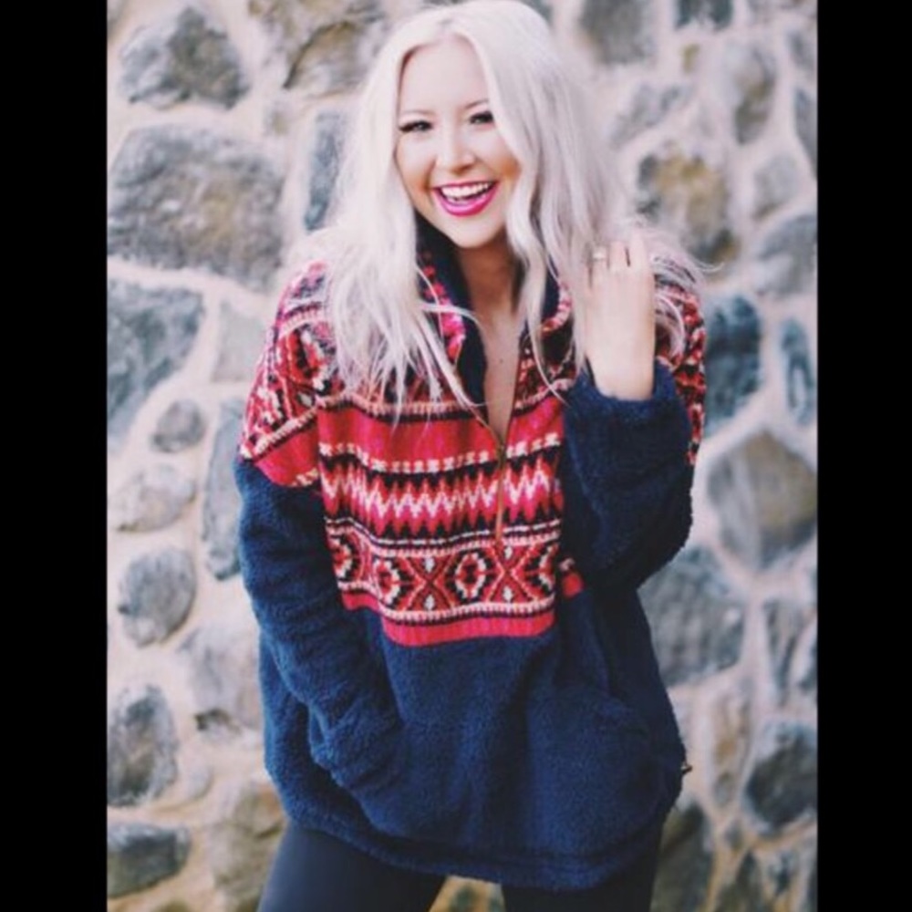 Navy & Red Sherpa